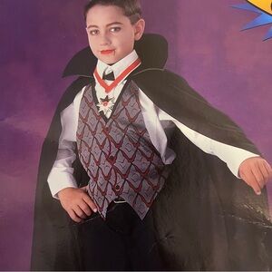 Vampire child's costume cape, vest, and necklace size 7-10